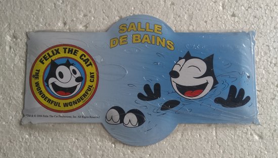 Metalen Wandbord - Felix The Cat - Salle de Bains - Badkamer - 20 x 18 cm