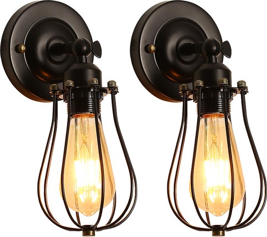 Retro wandlamp - Industriële verlichting - 2 pakketten - Olie bronzen kleur