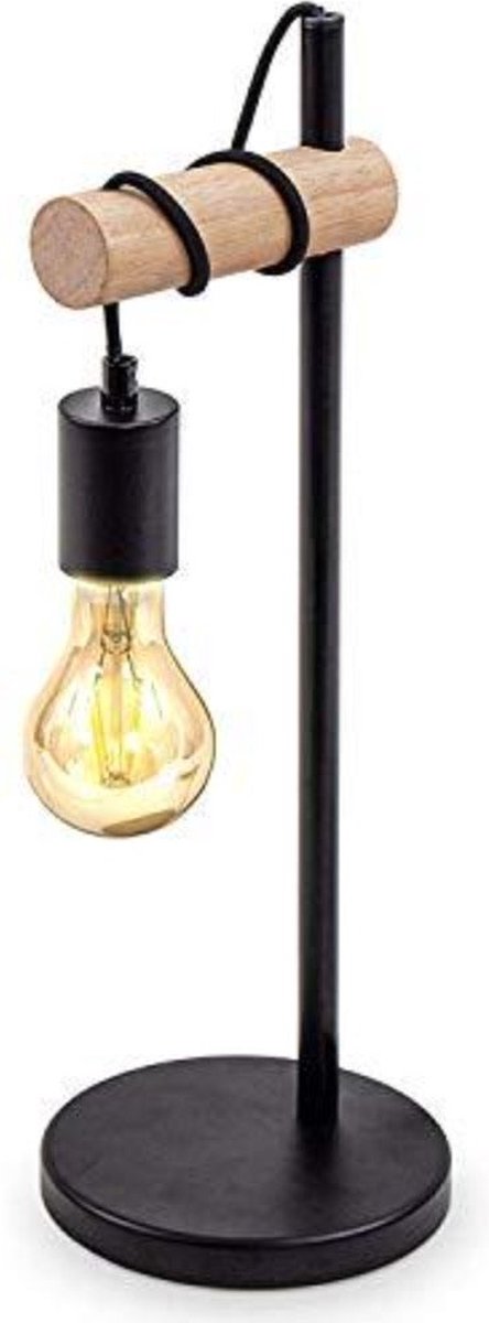 Tafellamp, retro ontwerp leeslampje, hout en metaal, verlichting van het kantoor en de kamer, bedlamp, voor LED E27 10W lamp