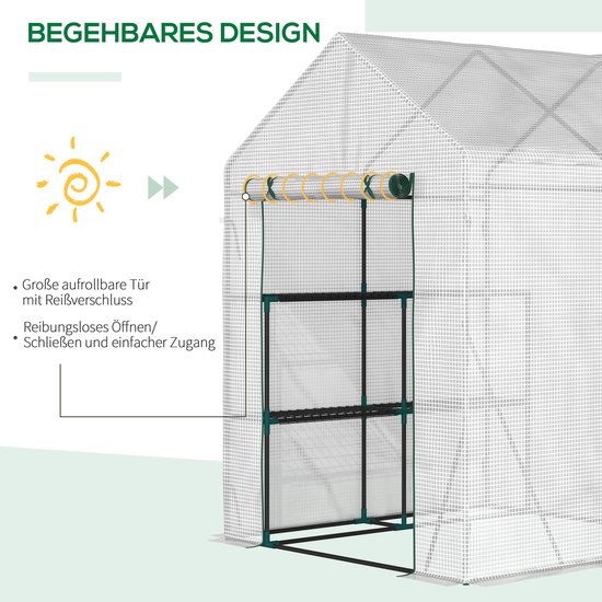 TOOLPORT Tunnelkas Foliekas Folietunnel 3x6m winterbestendig met oprolbare ramen - PE 180g/m² groen transparant