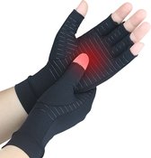 Reuma Compressie Vingerloze Handschoenen Artritis Gloves Zwart - Set van 2