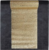 Feest tafelkleed met glitter tafelloper op rol - zwart/goud - 10 meter