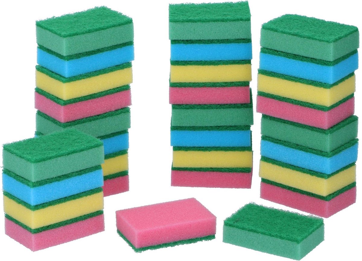 Dirt Devil Schuursponsjes - 60x - gekleurd - huishoud/schoonmaak/afwas - sponzen
