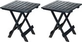 Pro Garden Table d'appoint de jardin/camping pliable - 2x - Plastique - noir - 44 x 44 x 50 cm