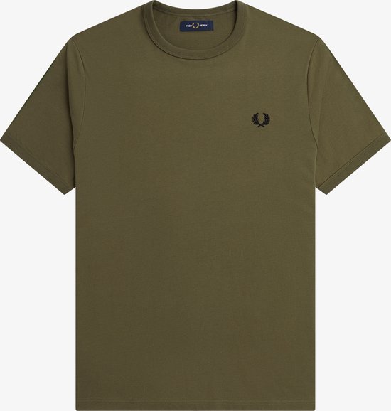 Foto: Fred perry ringer regular fit t shirt m3519 korte mouw o hals uniform green groen maat xs
