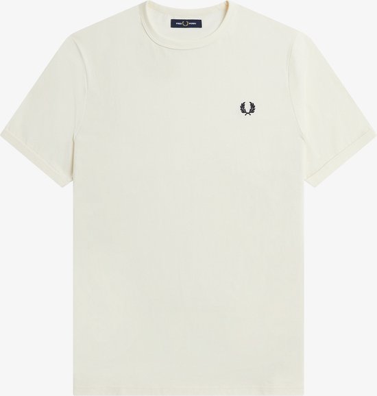 Fred Perry Ringer regular fit T-shirt M3519 - korte mouw O-hals - Ecru - wit - Maat: L