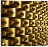 Tuinposter – Abstracte Gouden Vormen op Wand - 50x50 cm Foto op Tuinposter (wanddecoratie voor buiten en binnen)