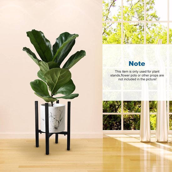 Verstelbare plantenpottenstandaard, 20-30 cm metalen hoge plantenhouder voor binnen buiten, moderne mid-eeuwse verlengbare gecoate stalen bloemenstandaard, zwart
