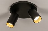 Lumidora Spot en saillie 74344 - 2 lumières - GU10 - Zwart - Or - Métal - Lampe de salle de bain - IP21 - ⌀ 20 cm
