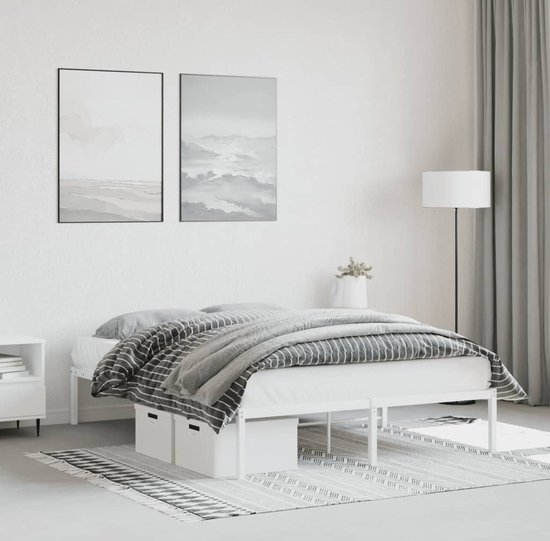 vidaXL-Cadre de lit-métal-blanc-140x200-cm