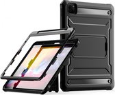 Hoes met Ingebouwde Screen Protector Geschikt voor Apple iPad Pro 11 (2022/2021/2020/2018) | Full Protect Cover met Standaard | Beschermhoes Tegen Vallen | Extreme Bescherming | Zwart