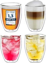 koffieglazen/thee glazen/latte macchiato van borosilicaatglas, set van 4