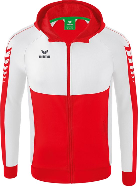 Erima Six Wings Trainingsjack Met Capuchon Kinderen - Rood / Wit | Maat: 140