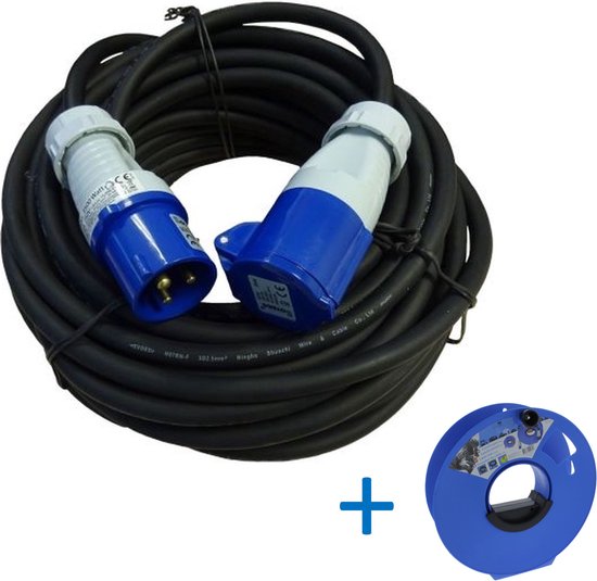 Verlengkabel met CEE stekkers - 15 meter, 3x1.5 mm², neopreen Verlengkabel met CEE stekkers - 15 meter, 3x1.5 mm², neopreen