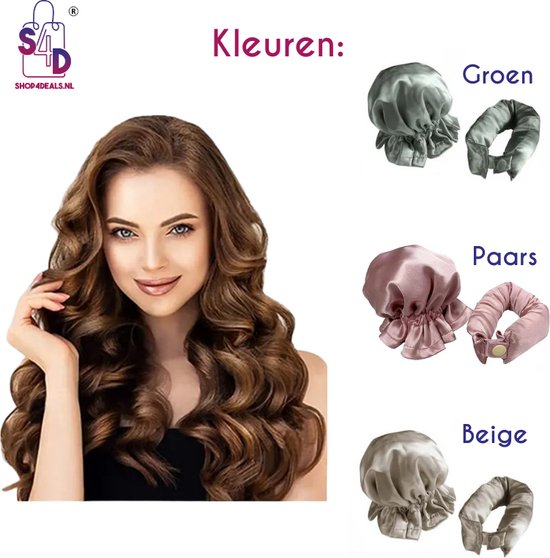 S4D® - Heatless Curls - Krulspelden - Krullen Zonder Hitte - Haarrollers - Overnight Curls - 4 Delige Set - Paars - S4D®