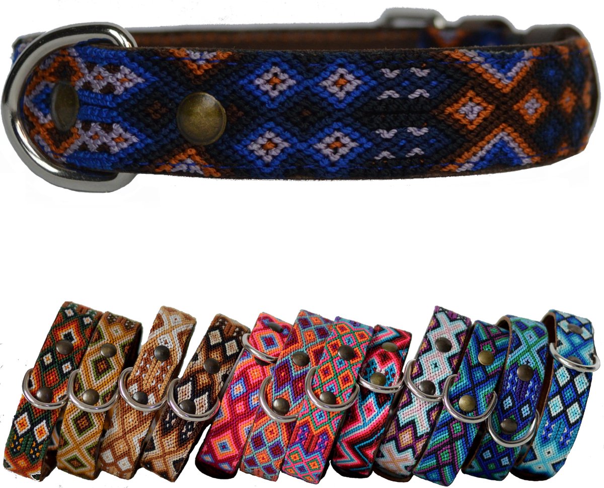 Bohemi Ibiza honden halsband, maat Small, 27 - 33cm, Leer