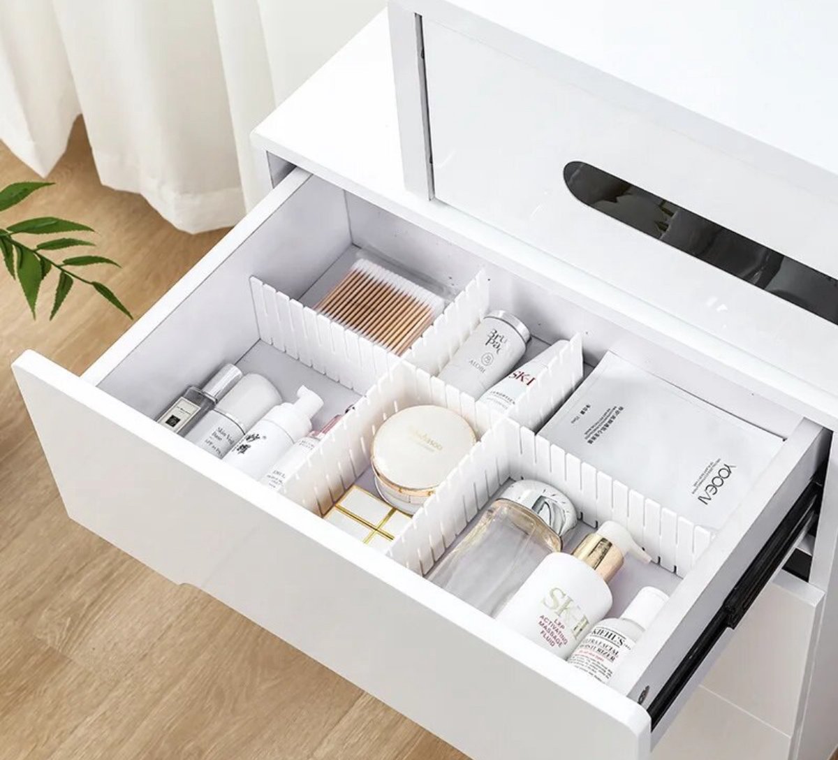 Faankiton 6 stuks opvouwbare opbergdozen van stof, opvouwbare opbergdoos, kledingkast-organizer, lade-opbergsysteem voor kleding, ondergoed, sokken, stropdassen (off-wit