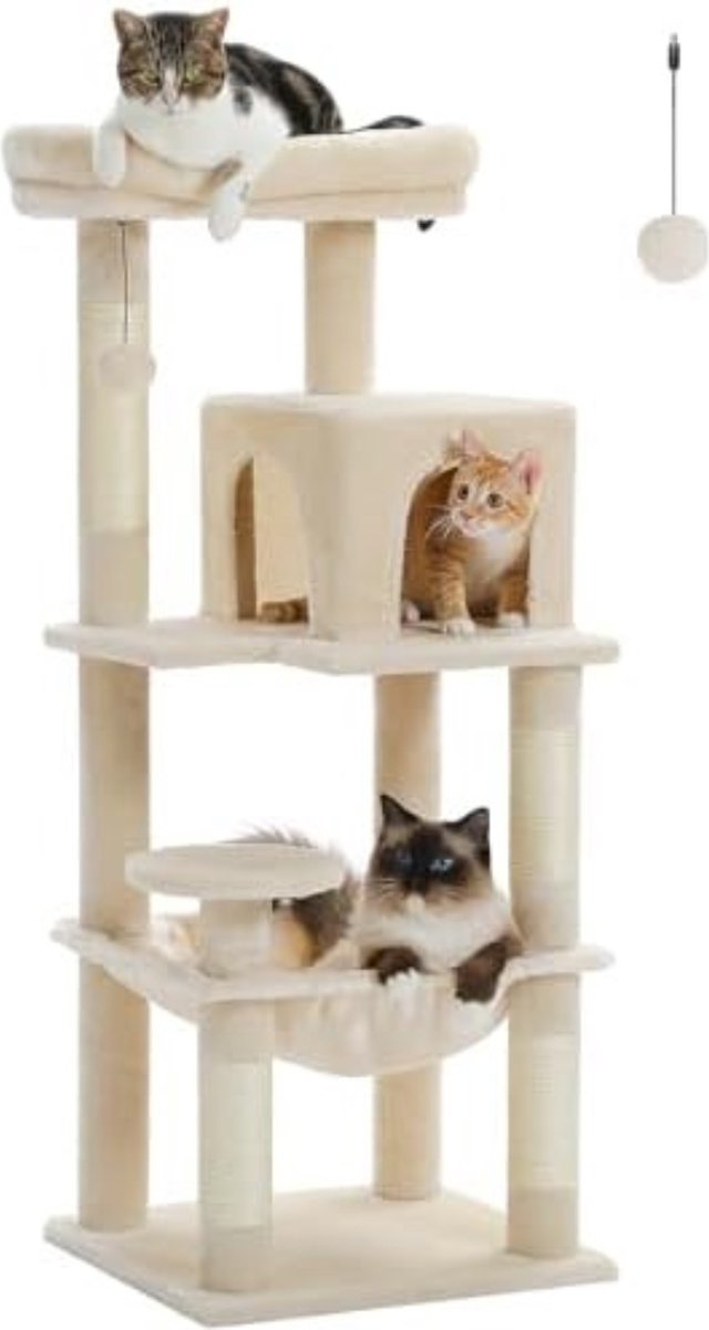 Griffoir Avec Hamac Intégré Pour Chat - Taille Moyenne, Sisal Naturel, Structure Surélevée