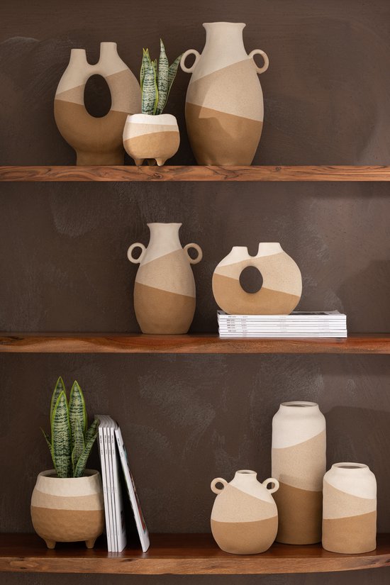 J-Line vase Cylindre - céramique - beige/marron clair - small - 20 cm de hauteur