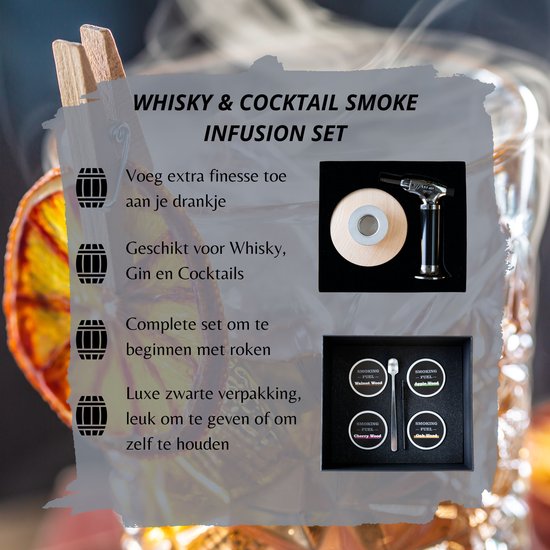 Elektrischer Cocktail Smoker Set - Whisky Räuchergerät Mit 6 Holzsorten & LED Licht