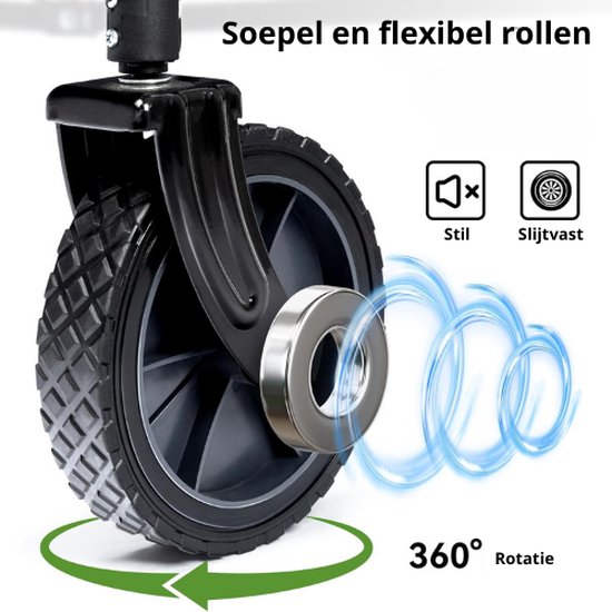 Bolderkar - Inklapbaar - Belastbaar tot 100 kg 200L - Extra Grote Bolderwagen - 92x55x112cm XL - met Regenhoes - Opvouwbaar - 360 Handsvat — afbeelding 2