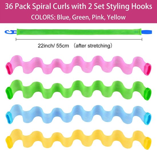 Styling-Haken Für Lockenstäbe – Verlängerbar Bis 51,6 Cm, Ohne Hitze, Für Lockenwickler (Blau)