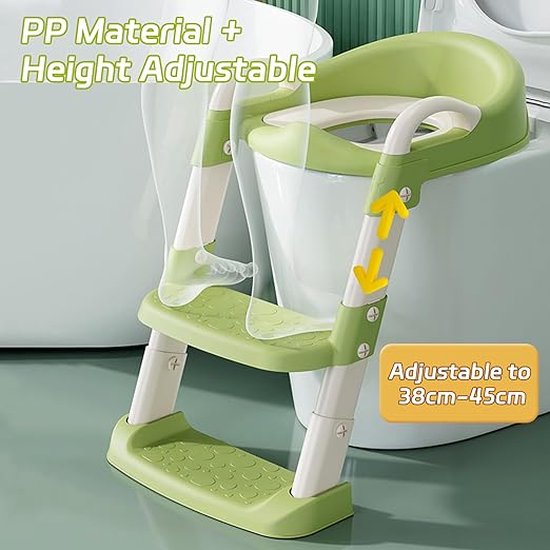Toilettrainer kinderen met trap, potje wc-bril verstelbaar baby peuter kid wc trainer met trapladder voor jongens en meisjes, roze