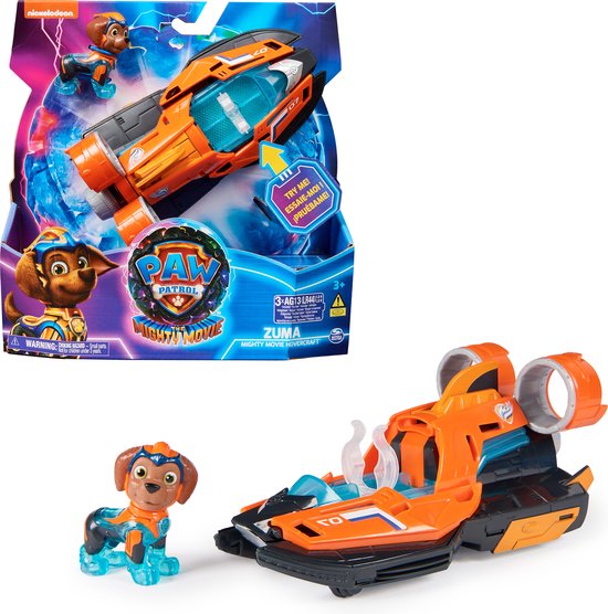 Foto: Paw patrol the mighty movie hovercraft met zuma actiefiguur licht en geluid