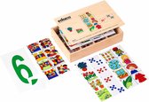 Educo Telspel - Houten speelgoed - Houten puzzel - Educatief speelgoed - Kinderspeelgoed - Incl. opbergkist - 8 themaborden