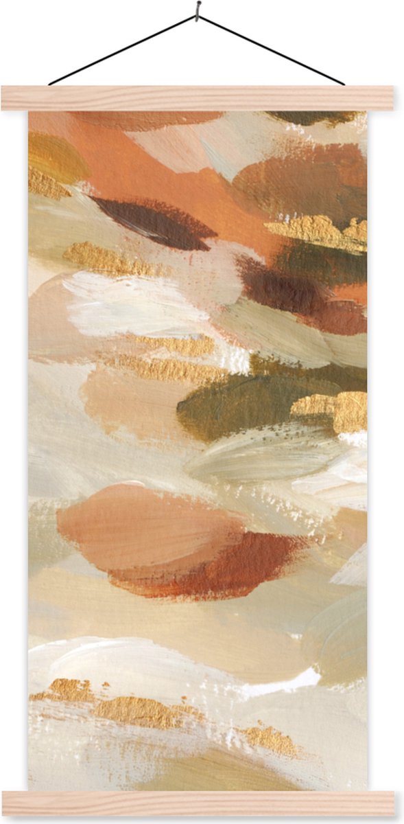 Posterhanger incl. Poster 60x120 cm - Schoolplaat - Verf - Goud - Bruin - Textielposter - 