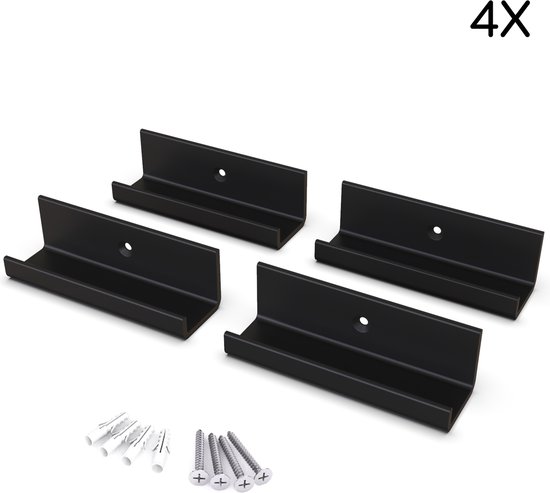 LP Houder - Wandhouder voor aan de muur -Inclusief montagetape en schroeven - LP Opbergen - Platenhouder - Vinylhouder - 4 stuks