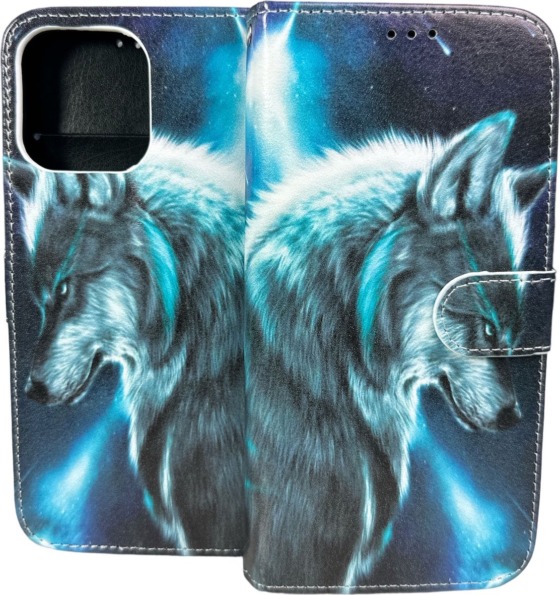 Portemonnee Book Case Hoesje Geschikt voor: iPhone 14 Pro - Wolf Print