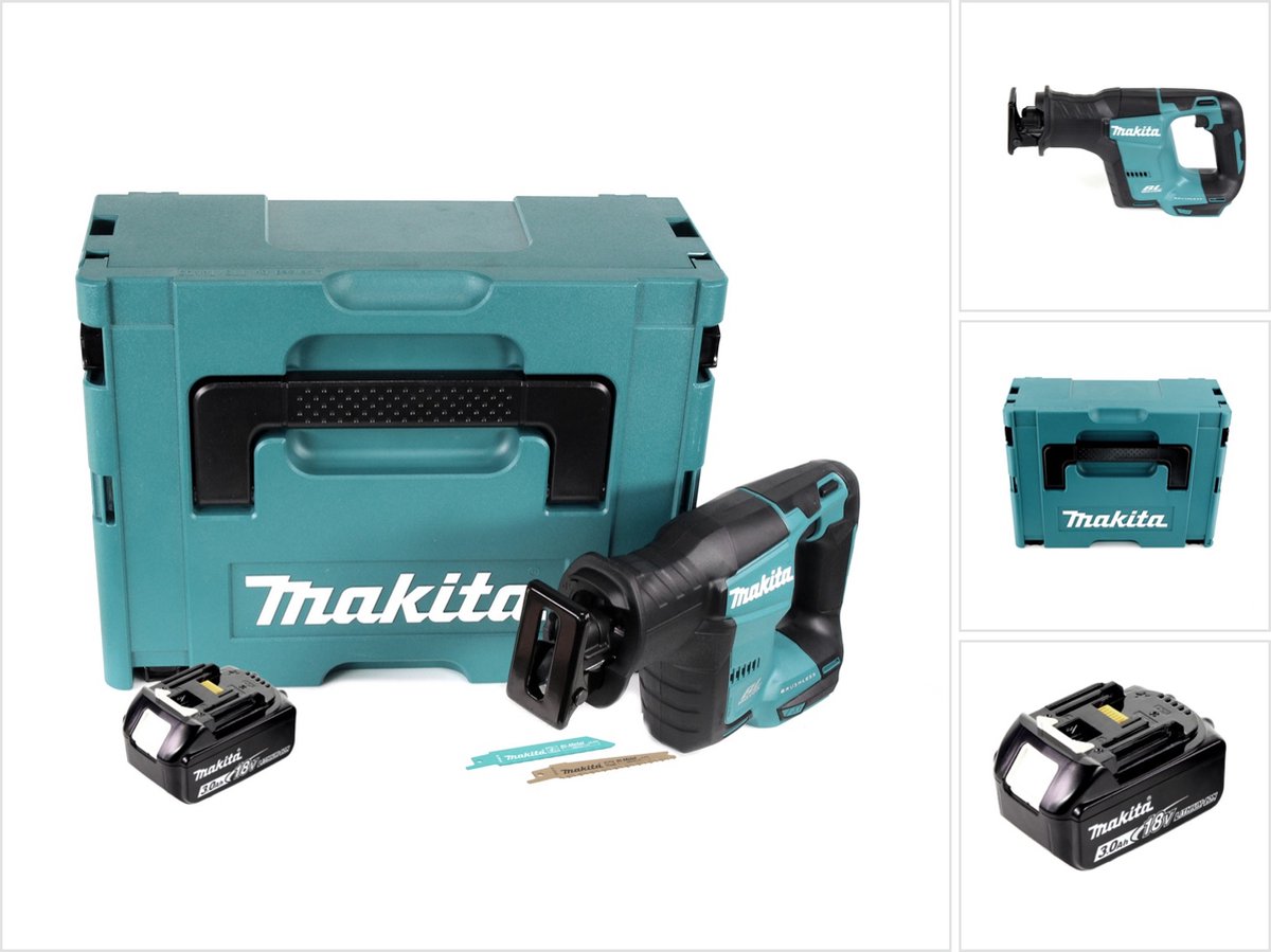 Makita DJR 188 F1J accu reciprozaag 18 V borstelloos in Makpac + 1x Makita 3.0 Ah accu - zonder oplader