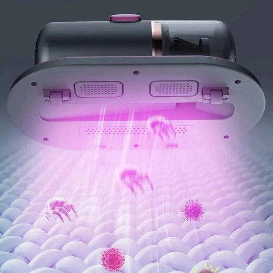 WEYSHHT High Frequency Mite Removal Instrument, Bed Vacuum Cleaner with UV Light, Hand Mattress Vacuum Cleaner, Double High Frequency Beats Wireless Strong Deep