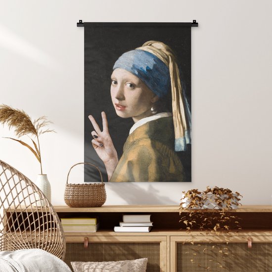 Tapisserie - Boucle d'oreille fille avec une perle - Johannes Vermeer - Paix - 60x90 cm - Tapisserie