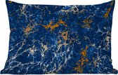 Buitenkussens - Marmer - Textuur - Goud - Blauw - 60x40 cm - Weerbestendig