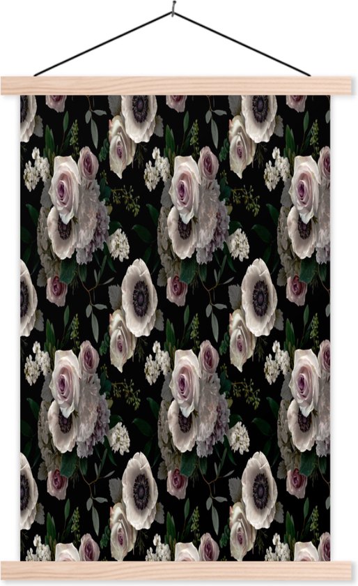 Porte-affiche avec affiche - Affiche scolaire - Fleurs - Rose - Roses - Anémone - 120x180 cm - Lattes vierges