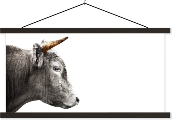 Porte-affiche avec affiche - Affiche scolaire - Highlander écossais - Vache - Or - 90x45 cm - Lattes noires