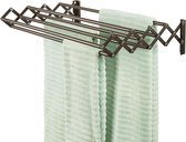 Metalen wasrek - uittrekbare waslijn met 8 stangen voor de wasruimte - ruimtebesparende accordeon droogrek voor wandmontage - bronskleurig