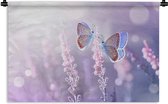 Wandkleed - Wanddoek - Vlinder - Lavendel - Bloemen - Paars - 150x100 cm - Wandtapijt