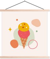 Porte-affiche avec affiche - Affiche scolaire - Glace - Pastel - Été - 60x60 cm - Lattes vierges