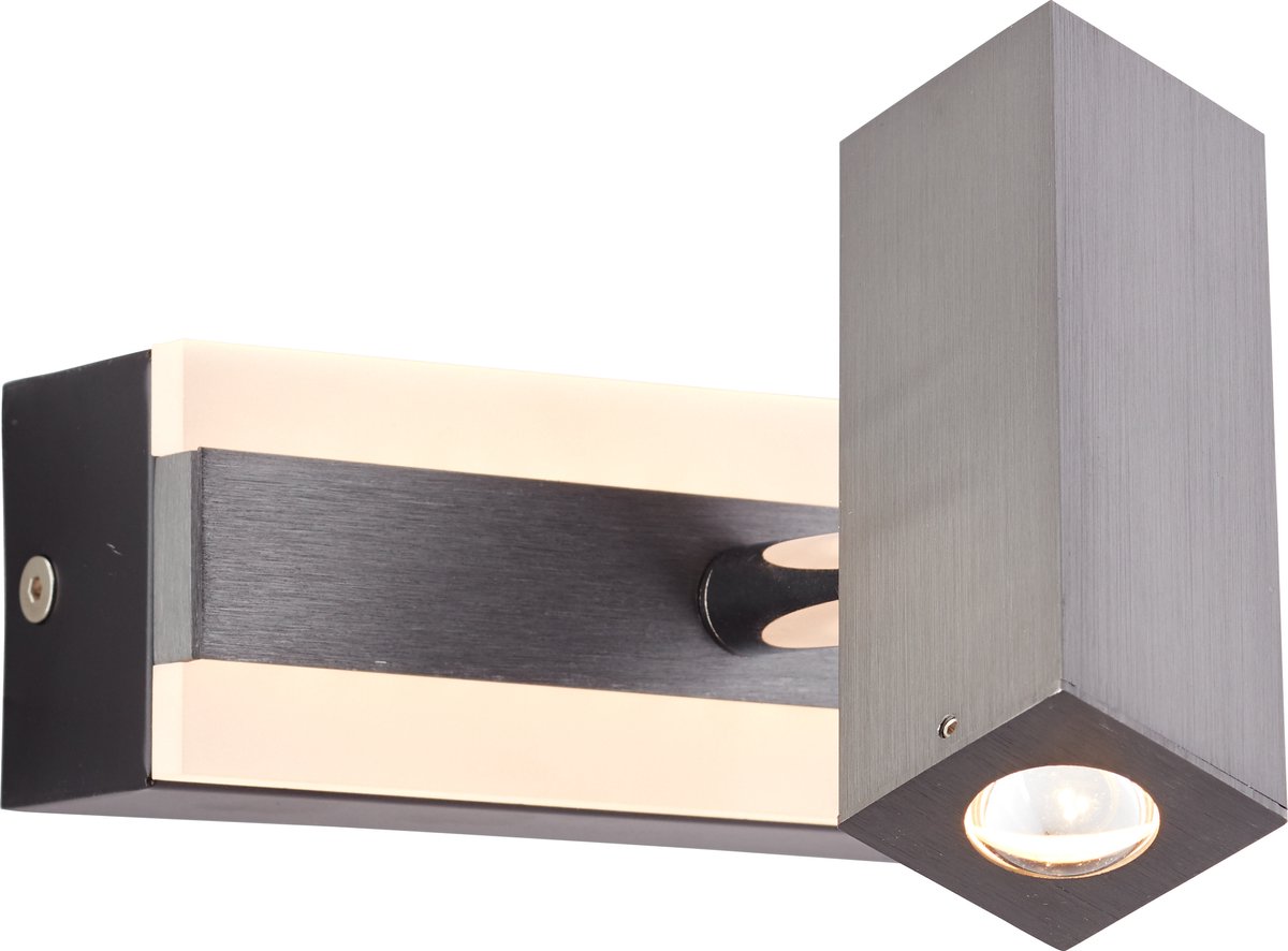 Brilliant lamp Howle LED wandspot aluminium/zwart metaal/glas zwart 8 W LED geïntegreerd