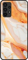 Smartphonica Telefoonhoesje voor Samsung Galaxy A32 4G met marmer opdruk - TPU backcover case marble design - Oranje / Back Cover geschikt voor Samsung Galaxy A32 4G