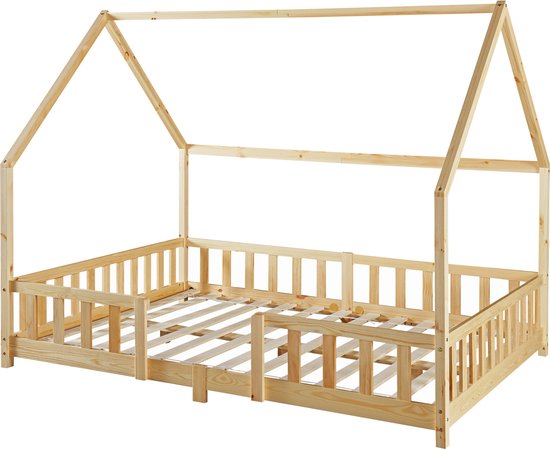 Lit enfant Sisimiut avec protection antichute 140x200 cm couleur bois
