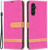 Coverup Denim Book Case - Geschikt voor Samsung Galaxy A15 Hoesje - Roze