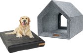 Rexproduct Medisch Dog House - Niches d'intérieur pour chien - Coussin Medisch pour chien inclus - Niches pour la maison - Niche pour chien - Lit pour chien fabriqué à partir de bouteilles PET recyclées - PETHome Gris Clair Jaune