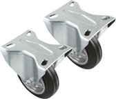 AMIG bokwiel/transportwiel - 2x - D80mm - rubber - 70kg draagvermogen - rollager