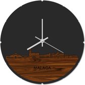 Skyline Klok Rond Malaga Palissander hout - Ø 44 cm - Stil uurwerk - Wanddecoratie - Meer steden beschikbaar - Woonkamer idee - Woondecoratie - City Art - Steden kunst - Cadeau voor hem - Cadeau voor haar - Jubileum - Trouwerij - Housewarming -
