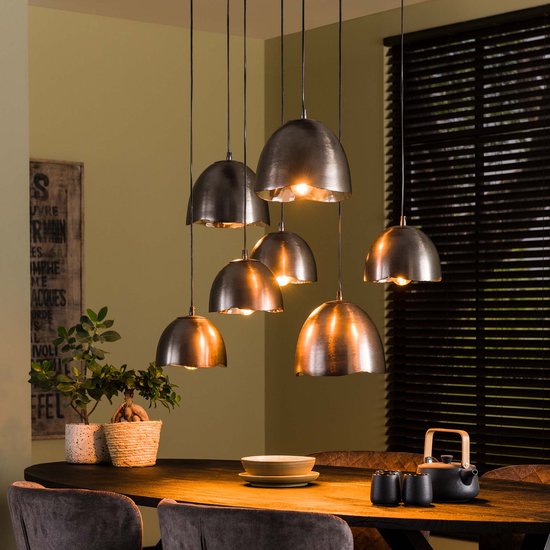 Hanglamp Mirror 4+3 lichts | zwart nikkel | 105x45x150 cm | eettafel | modern design | woonkamer | in hoogte verstelbaar