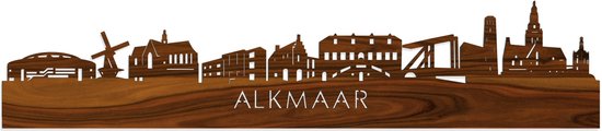 Skyline Alkmaar Palissander hout - 80 cm - Woondecoratie - Wanddecoratie - Meer steden beschikbaar - Woonkamer idee - City Art - Steden kunst - Cadeau voor hem - Cadeau voor haar - Jubileum - Trouwerij - WoodWideCities